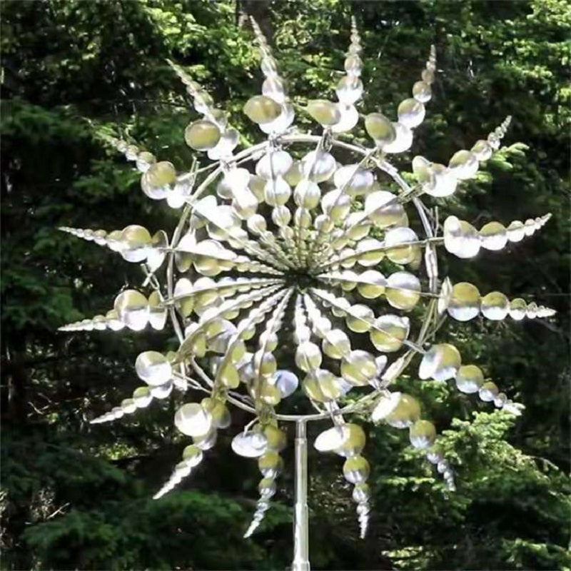 Metal Wind Spinner Kinetic Garden Stake with Ball Bearing