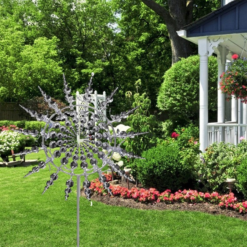 Metal Wind Spinner Kinetic Garden Stake with Ball Bearing