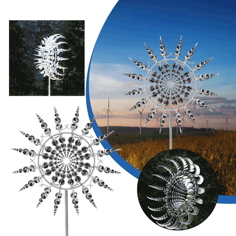 Metal Wind Spinner Kinetic Garden Stake with Ball Bearing