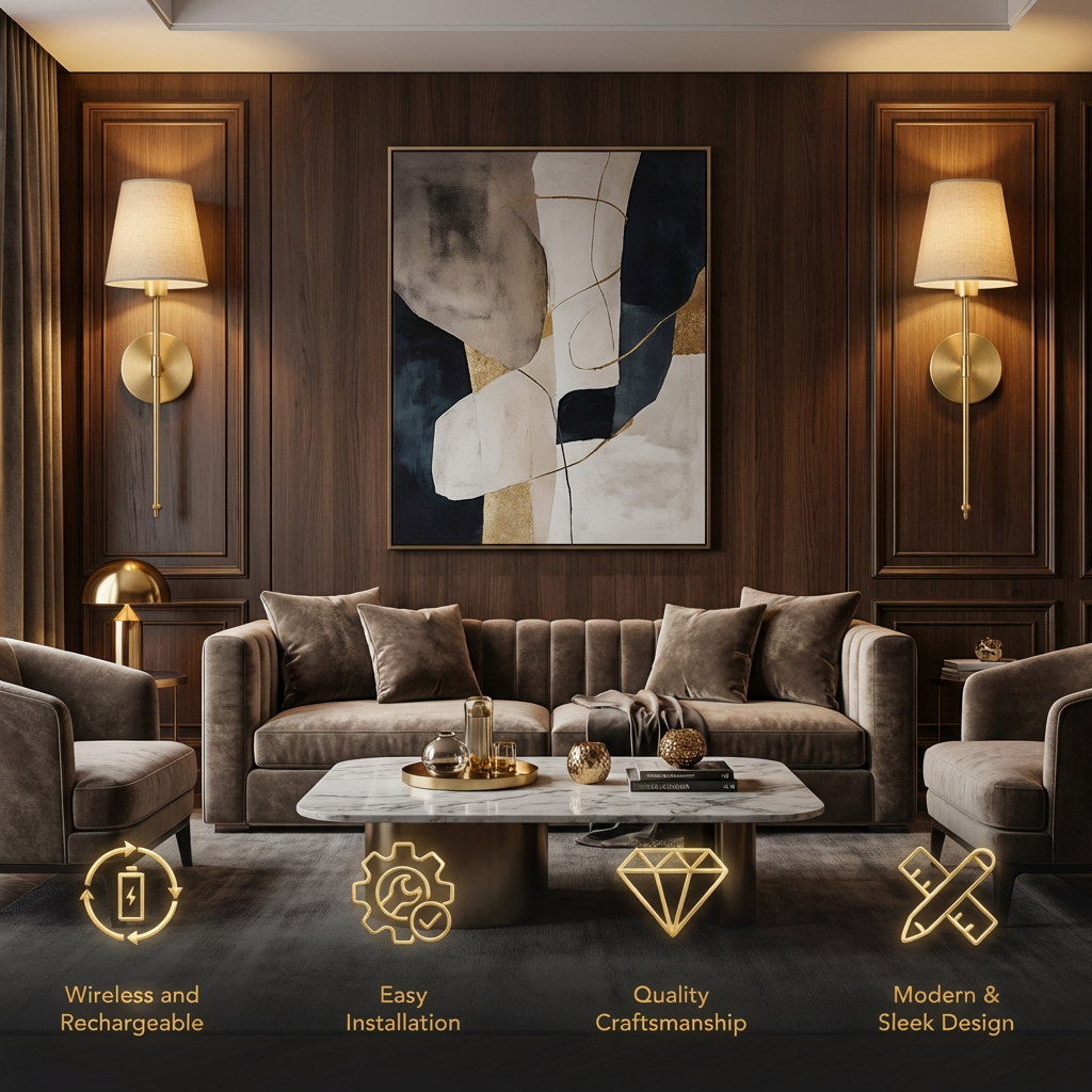 Wireless Wall Sconces Set of 2 No Drill Rechargeable Bulbs with Remote