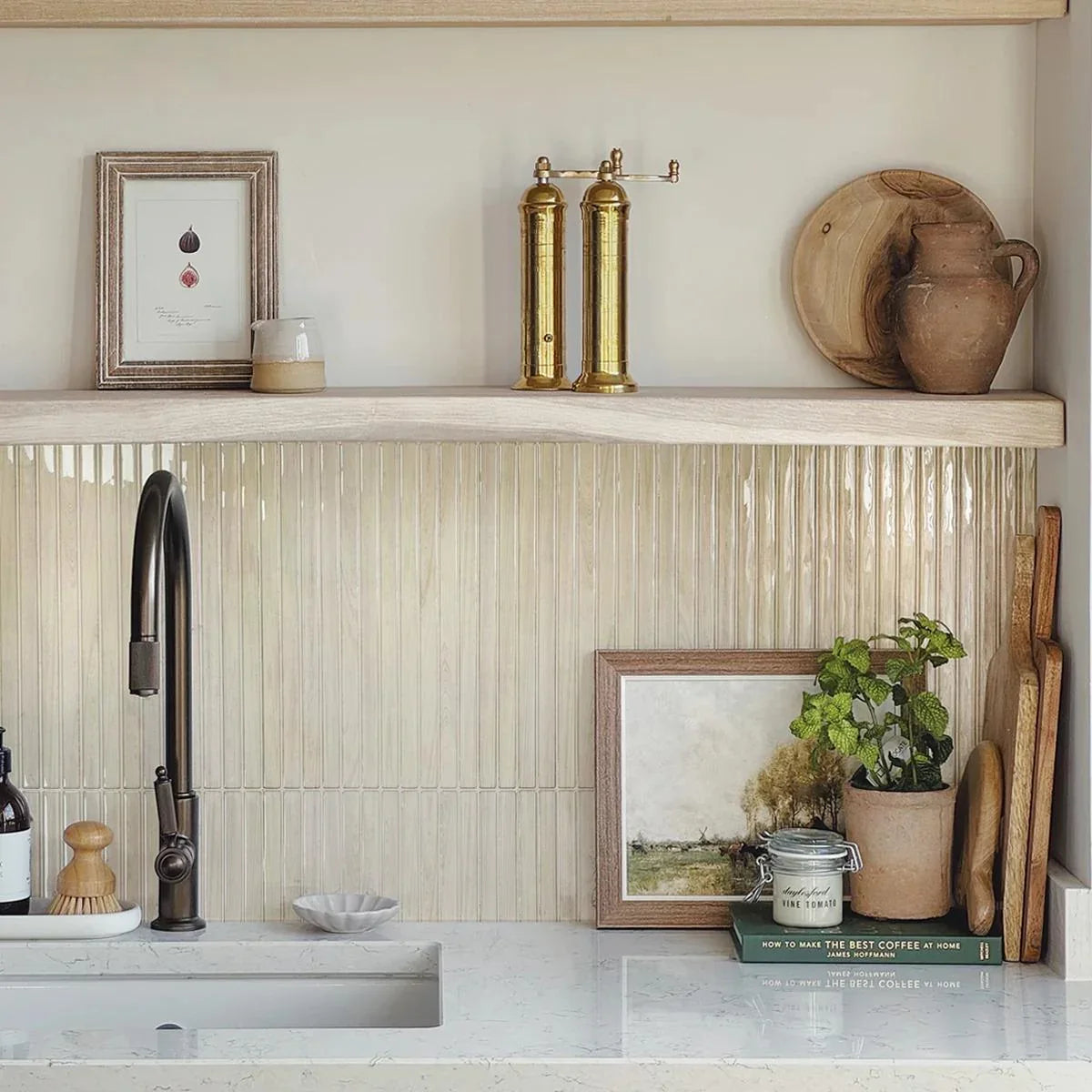 Peel and Stick Backsplash Tiles 3D Fluted Wood Grain