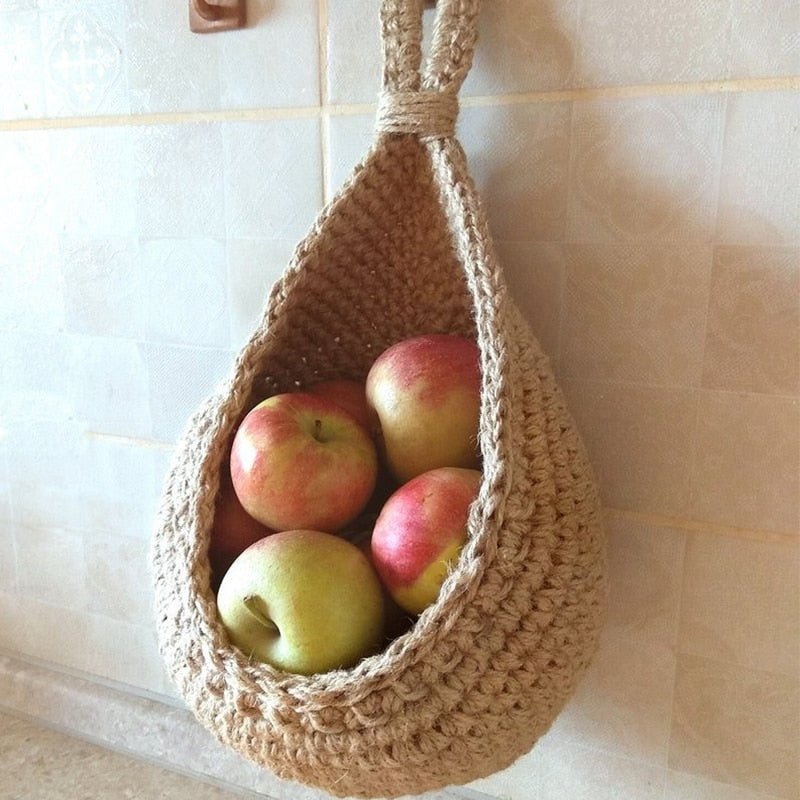 Hanging Woven Storage Baskets Wall Mounted for Kitchen Fruit and Vegetables