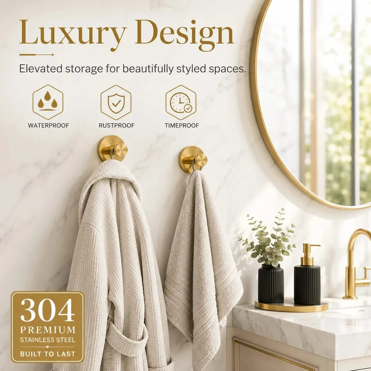 Suction Cup Towel Hook No-Drill Stainless Steel